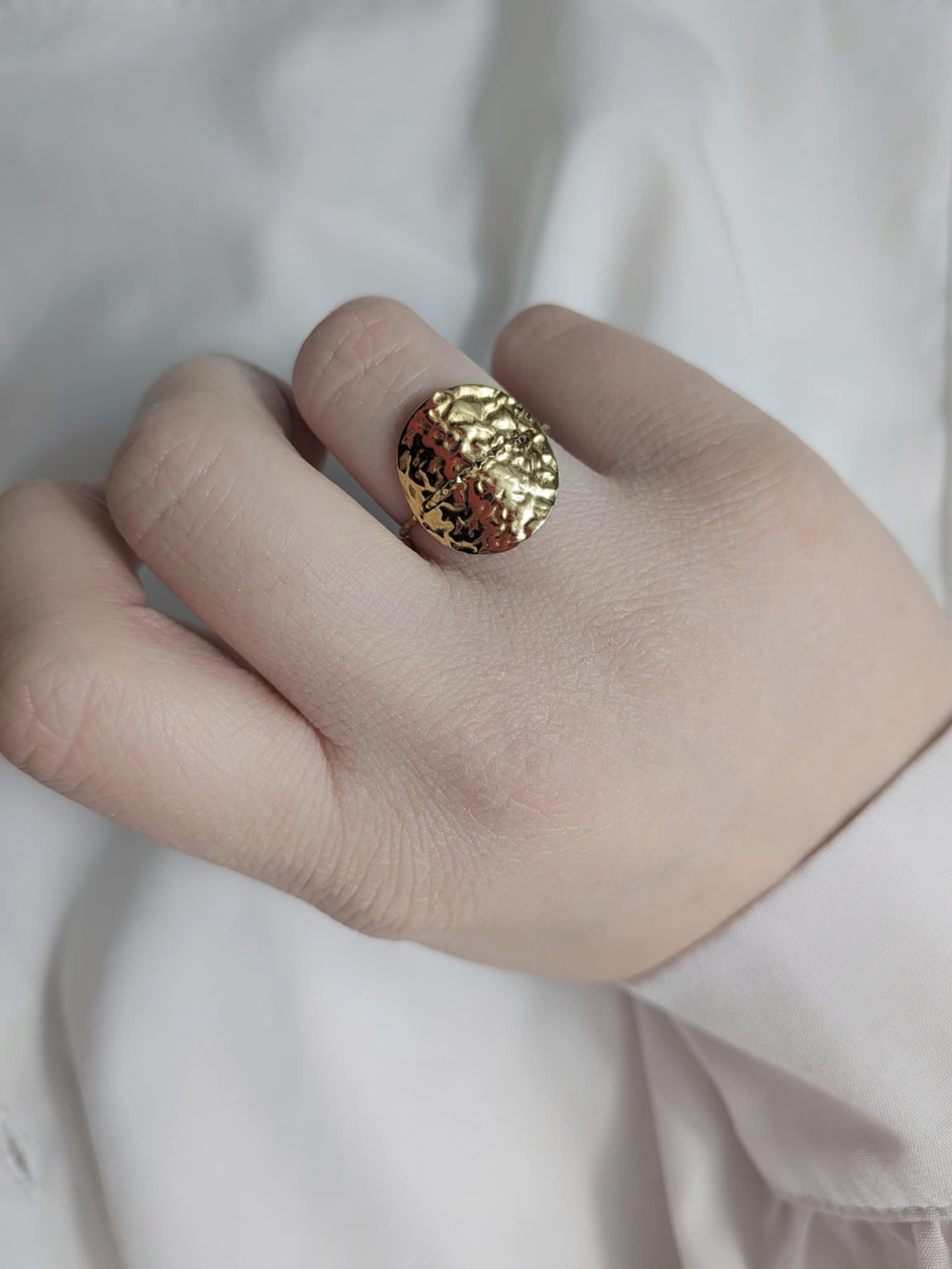 Bague ronde martelé